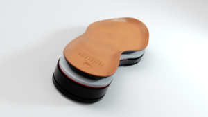 Fliteless man's shoe sole, designed to provide support and stability for a variety of activities.