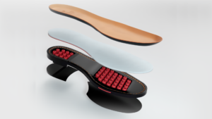 Fliteless man's shoe sole, designed to provide support and stability for a variety of activities.